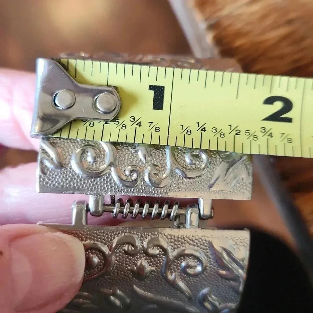 Wide Silvertone Scroll Design Cuff Bracelet - Picture 10 of 10